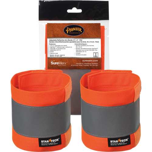 140A Brassard r&eacute;fl&eacute;chissant ajustable orange haute visibilit&eacute; de 14" X 4" Haskins Industrial Inc.