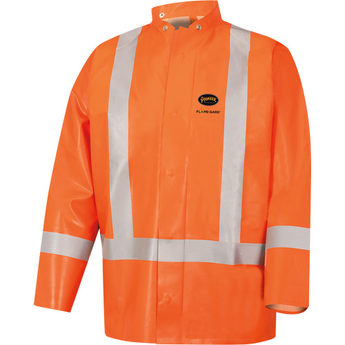 5990J Super Heavy-Duty FR/Arc Resistant Safety Rain Jacket, Small, High Visibility Orange, 11 cal/cm² Haskins Industrial Inc.