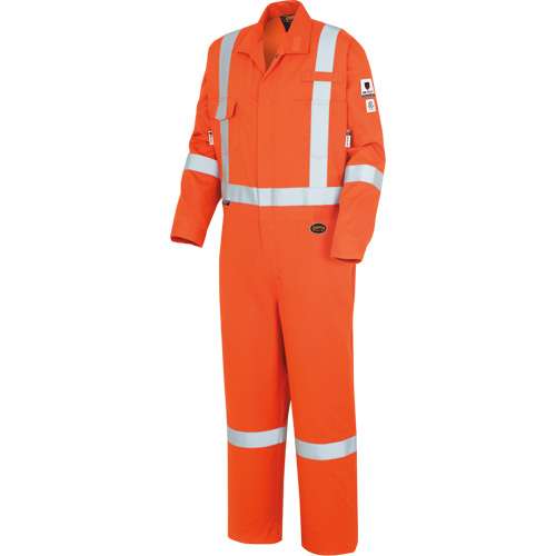 7708AT "The Rock" FR-Tech&reg; High Visibility FR/Arc Rated Coveralls, Size 40 (Tall), High Visibility Orange, 10 cal/cm² Haskins Industrial Inc.