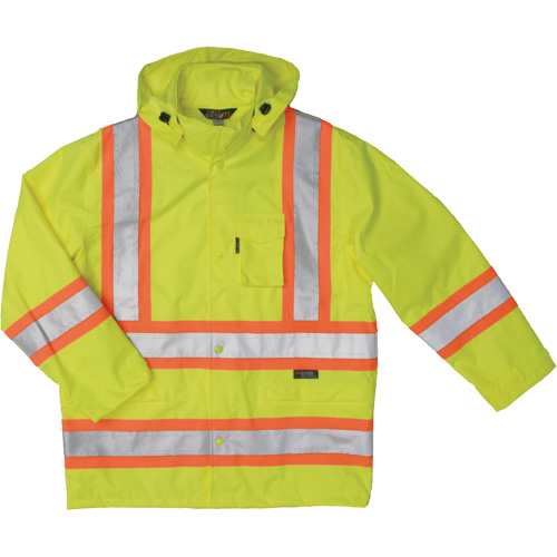 Manteau de s&eacute;curit&eacute; imperm&eacute;able en tissu ind&eacute;chirable Ripstop, Polyester, T-petit, Jaune lime haute visibilit&eacute; Haskins Industrial Inc.