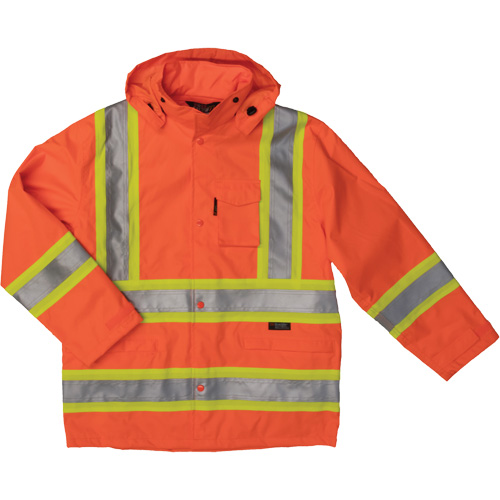 Manteau de s&eacute;curit&eacute; imperm&eacute;able en tissu ind&eacute;chirable Ripstop, Polyester, 3T-Grand, Orange haute visibilit&eacute; Haskins Industrial Inc.