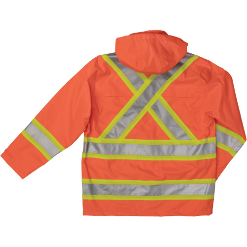 Manteau de s&eacute;curit&eacute; imperm&eacute;able en tissu ind&eacute;chirable Ripstop, Polyester, 3T-Grand, Orange haute visibilit&eacute; Haskins Industrial Inc.