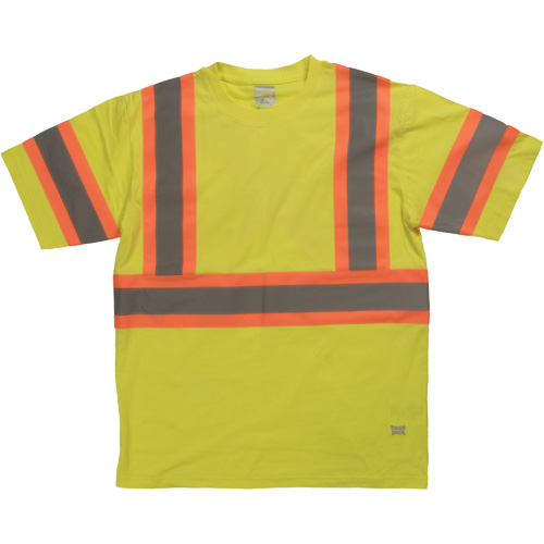 Chemise de s&eacute;curit&eacute; &agrave; manches courtes, Coton, T-petit, Jaune lime haute visibilit&eacute; Haskins Industrial Inc.