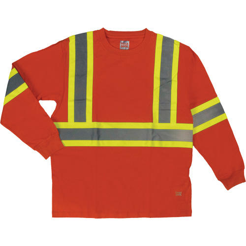 Long Sleeve Safety T-Shirt, Cotton, X-Small, High Visibility Orange Haskins Industrial Inc.