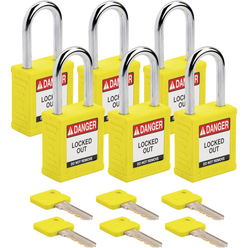 Cadenas de verrouillage Velocity, Jaune, Cl&eacute;s identiques, Nylon, Largeur de 1-1/2" Haskins Industrial Inc.