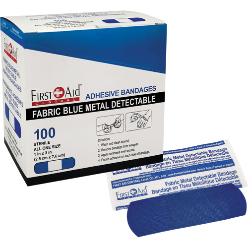 Bandages, Rectangular/Square, 3", Fabric Metal Detectable, Sterile Haskins Industrial Inc.