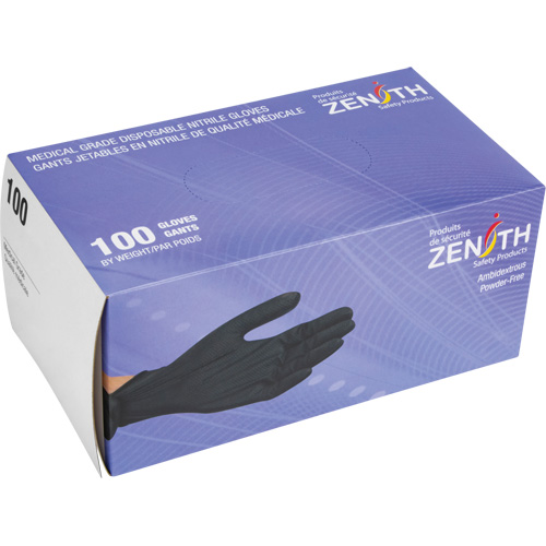 Heavyweight Tactile Grip Examination Gloves, Small, Nitrile, 8-mil, Powder-Free, Black Haskins Industrial Inc.