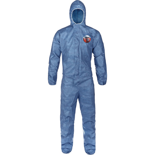 Hooded Coveralls, Large, Blue, MicroMax&reg; VP Haskins Industrial Inc.
