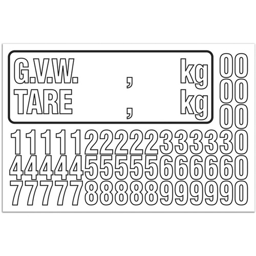 Trousse de num&eacute;rotation de la masse brute du v&eacute;hicule (MBV) pour camion, Num&eacute;ros/lettres/ponctuation assortis, Blanc Haskins Industrial Inc.