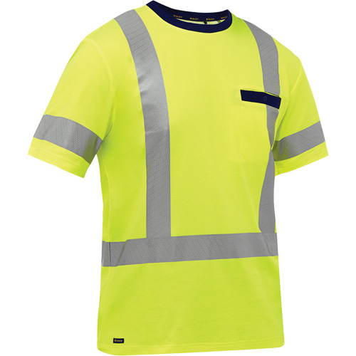 Bisley&reg; X-Back Short Sleeve Shirt, Poly-Cotton, Small, High Visibility Lime-Yellow Haskins Industrial Inc.