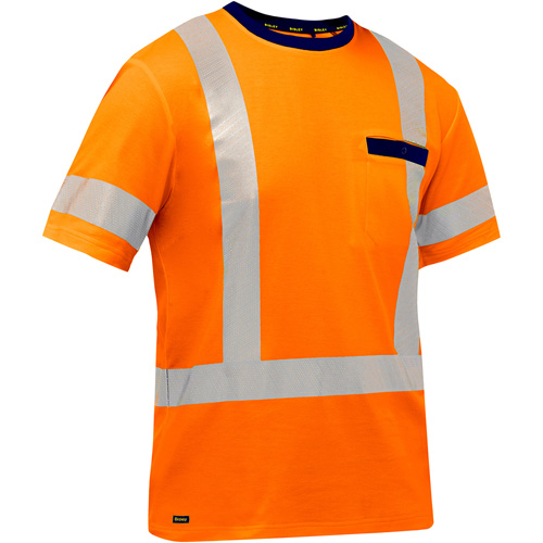Chemise &agrave; manches courtes et X au dos Bisley, Poly-coton, Petit, Orange haute visibilit&eacute; Haskins Industrial Inc.