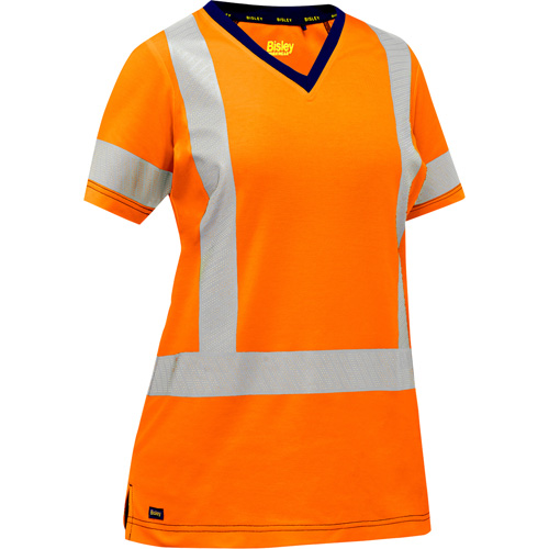 Chemise &agrave; manches courtes et X au dos Bisley pour femmes, Poly-coton, Petit, Orange haute visibilit&eacute; Haskins Industrial Inc.