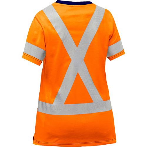Chemise &agrave; manches courtes et X au dos Bisley pour femmes, Poly-coton, Petit, Orange haute visibilit&eacute; Haskins Industrial Inc.