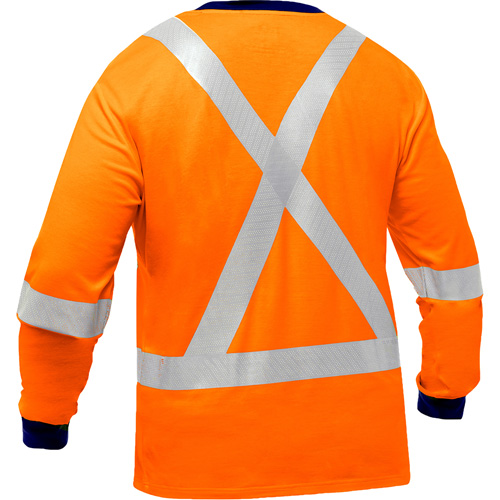 Bisley&reg; X-Back Long Sleeve Shirt, Poly-Cotton, Small, High Visibility Orange Haskins Industrial Inc.