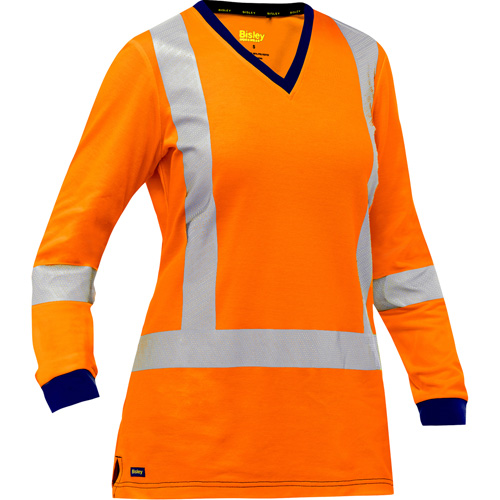 Bisley&reg; Women's X-Back Long Sleeve Shirt, Poly-Cotton, Small, High Visibility Orange Haskins Industrial Inc.