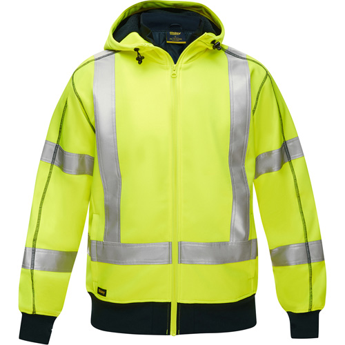 Bisley&reg; X-Back Full Zip Hooded Sweatshirt with Sherpa Lining, Small, High Visibility Lime-Yellow Haskins Industrial Inc.