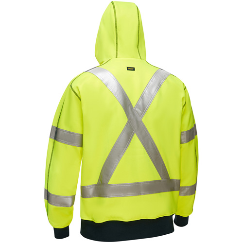 Bisley&reg; X-Back Full Zip Hooded Sweatshirt with Sherpa Lining, Small, High Visibility Lime-Yellow Haskins Industrial Inc.