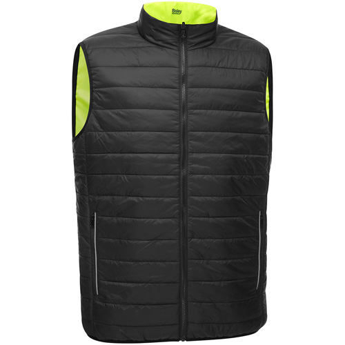 Bisley&reg; X-Back Reversible Puffer Vest, High Visibility Lime-Yellow, Small, Polyester Haskins Industrial Inc.