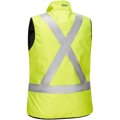 Veste bouffante, enveloppante et r&eacute;versible avec X au dos Bisley pour femmes, Jaune lime haute visibilit&eacute;, 3T-Grand, Polyester Haskins Industrial Inc.