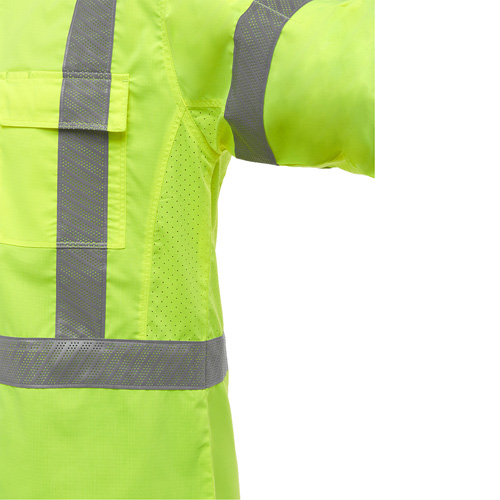 Bisley&reg; X-Back Long Sleeve Work Shirt with X-Airflow, Poly-Cotton, Small, High Visibility Lime-Yellow Haskins Industrial Inc.