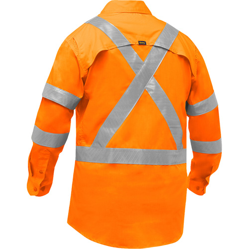 Chemise de travail &agrave; manches longues et X au dos Bisley avec X-Airflow, Poly-coton, Petit, Orange haute visibilit&eacute; Haskins Industrial Inc.