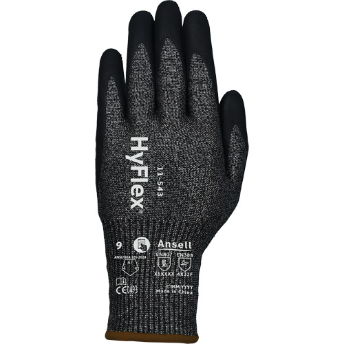 HyFlex&reg; 11-543 Cut Resistant Gloves, Size 6, 13 Gauge, Nitrile Coated, Nylon/Stainless Steel/HPPE/Spandex Shell, ASTM ANSI Level A7/EN 388 Level F Haskins Industrial Inc.