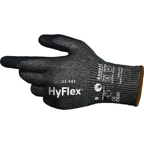 HyFlex&reg; 11-543 Cut Resistant Gloves, Size 6, 13 Gauge, Nitrile Coated, Nylon/Stainless Steel/HPPE/Spandex Shell, ASTM ANSI Level A7/EN 388 Level F Haskins Industrial Inc.