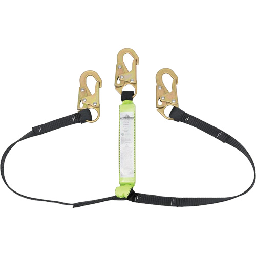 SA-64000-4 Shock Absorbing Lanyard, 4', Snap Hook Center, Snap Hook Leg Ends, Polyester Haskins Industrial Inc.