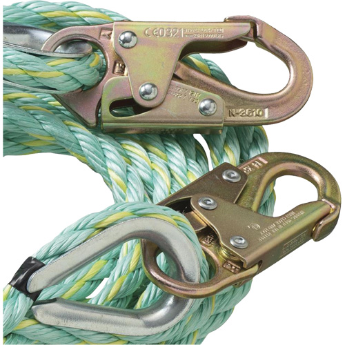 VL-1122-100 Cordage de s&eacute;curit&eacute; vertical avec crochet mousqueton d'ancrage, Copolym&egrave;re Haskins Industrial Inc.