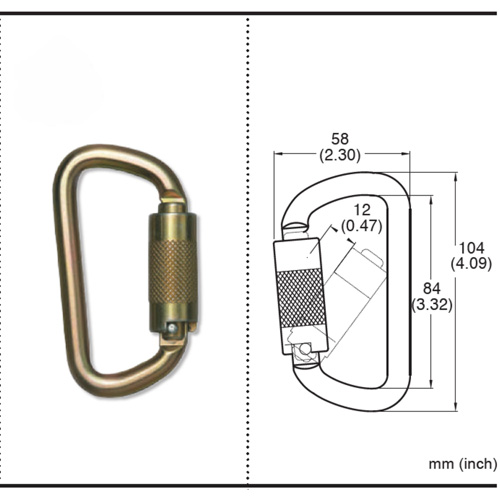 CP-03015-2 Zinc Plated Carabiner with 3/4" Gate Opening, Steel Haskins Industrial Inc.