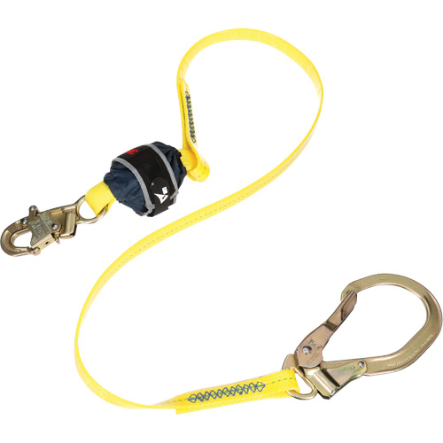 Coated Web Shock-Absorbing Lanyard, 6', Rebar Hook Center, Snap Hook Leg Ends Haskins Industrial Inc.