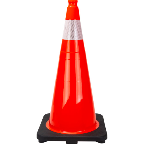 C&ocirc;ne de signalisation de premi&egrave;re qualit&eacute;, 28", Orange, Bande(s) r&eacute;fl&eacute;chissante(s) 4" Haskins Industrial Inc.