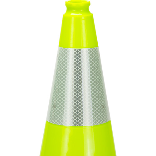 C&ocirc;ne de signalisation de premi&egrave;re qualit&eacute;, 18", Vert lime, Bande(s) r&eacute;fl&eacute;chissante(s) 6" Haskins Industrial Inc.