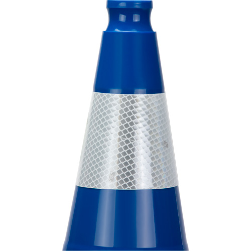 C&ocirc;ne de signalisation de premi&egrave;re qualit&eacute;, 28", Bleu, Bande(s) r&eacute;fl&eacute;chissante(s) 4" Haskins Industrial Inc.