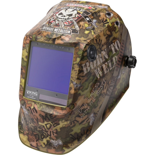 VIKING 3350 Born To Weld Welding Helmet, 3.74" L x 3.34" W View Area, 5 - 13 Shade Range Haskins Industrial Inc.