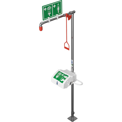 Douche combin&eacute;e avec cuvette ferm&eacute;e en ABS et entr&eacute;e sup&eacute;rieure, Socle Haskins Industrial Inc.