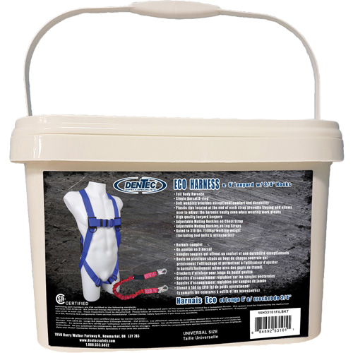 ECO Safety Harness in Pail with 6' Lanyard, CSA Certified, Class A, 255 lbs. Cap. Haskins Industrial Inc.