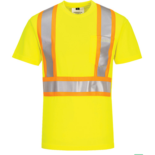 T-shirt de s&eacute;curit&eacute; &agrave; bandes contrastantes, Polyester, Petit, Jaune lime haute visibilit&eacute; Haskins Industrial Inc.