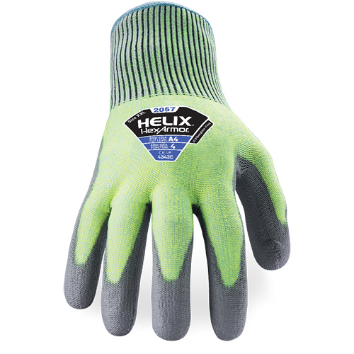 Helix&reg; 2057 Abrasion- & Cut-Resistant Gloves, Size 6/X-Small, 13 Gauge, Polyurethane Coated, HPPE Shell, ASTM ANSI Level A4/EN 388 Level C Haskins Industrial Inc.