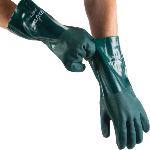 Gants verts &agrave; double enduit, 14" lo, PVC, Doublure en Jersey de coton, 70 mils Haskins Industrial Inc.