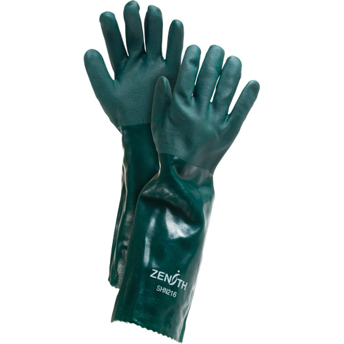 Double Dipped Green Gloves, 18" L, PVC, Cotton Jersey Inner Lining, 70-mil Haskins Industrial Inc.