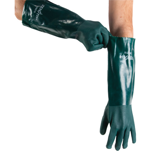 Double Dipped Green Gloves, 18" L, PVC, Cotton Jersey Inner Lining, 70-mil Haskins Industrial Inc.