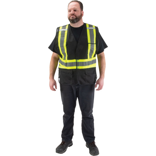 Veste d'arpenteur conforme aux normes de la CSA, Noir, Moyen, Polyester Haskins Industrial Inc.