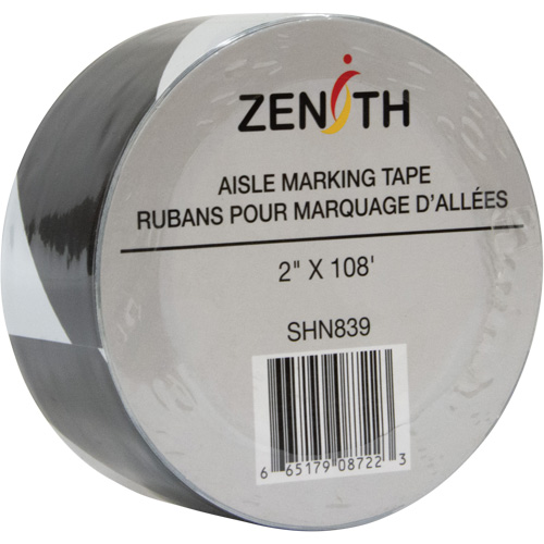 Aisle Marking Tape, 2" x 108', PVC, Black and White Haskins Industrial Inc.