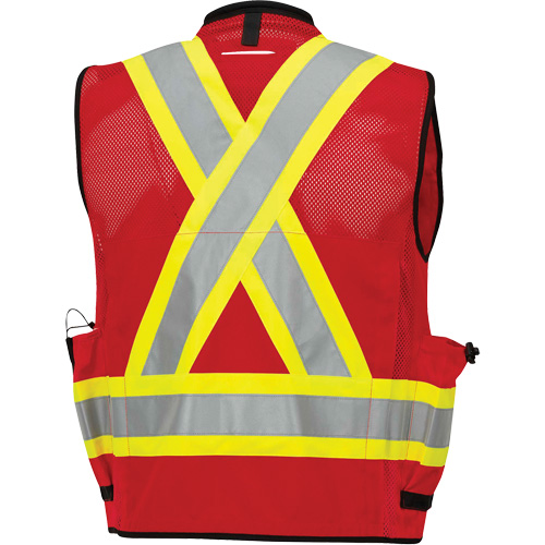 6678 High-Visibility Antimicrobial Mesh-Back Surveyor Vest, Red, Small, Polyester Haskins Industrial Inc.