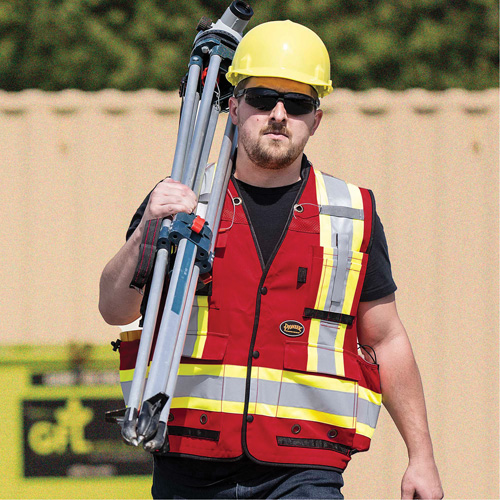 6678 High-Visibility Antimicrobial Mesh-Back Surveyor Vest, Red, Small, Polyester Haskins Industrial Inc.