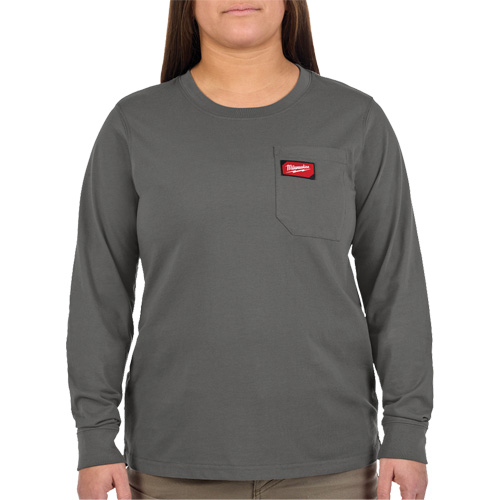 GRIDIRON Long Sleeve Pocket T-Shirt, Women's, X-Small, Grey Haskins Industrial Inc.