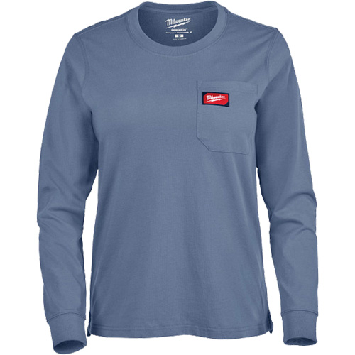 GRIDIRON Long Sleeve Pocket T-Shirt, Women's, X-Small, Blue Haskins Industrial Inc.