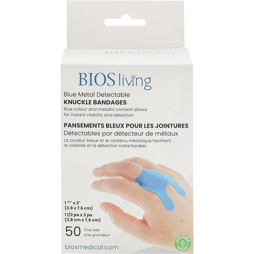 Blue Bandages, Knuckle, 3", Fabric Metal Detectable, Sterile Haskins Industrial Inc.