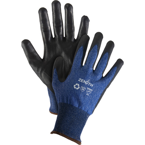Eco-Friendly Stretch Cut-Resistant Gloves, Size 7, 18 Gauge, Polyurethane Coated, Stainless Steel/HPPE/RPET Shell, ASTM ANSI Level A5 Haskins Industrial Inc.